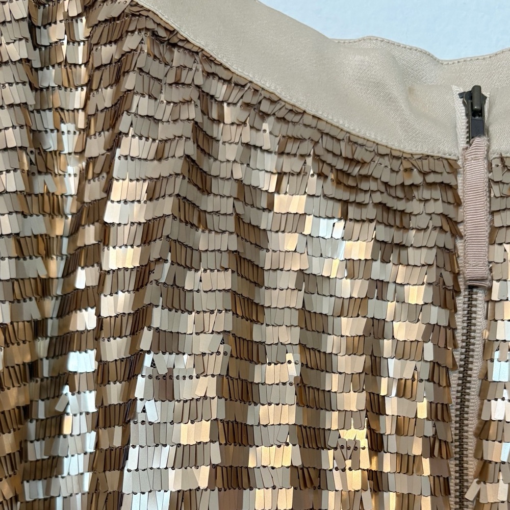 Anthropologie Maeve Natalia Gold Sequin Midi Skirt Pleated A-Line Size 12 NWT - Picture 14 of 15